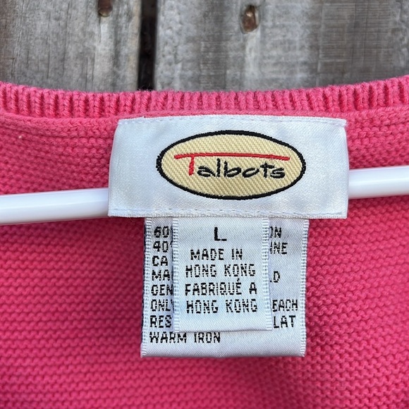 Talbots pink sweater cotton blend textured sleeveless top medium small xs Barbie - Picture 8 of 11
